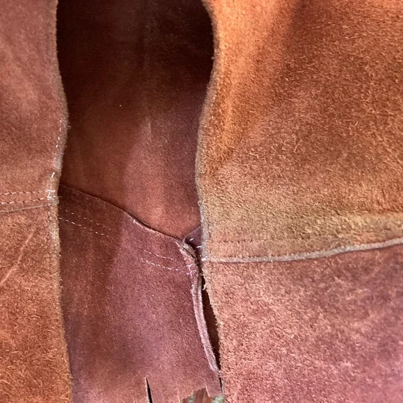 Vintage 60s 70s 80s Boho Hippie Brown Fringe Suede Vest Size S/XS - Picture 10 of 11